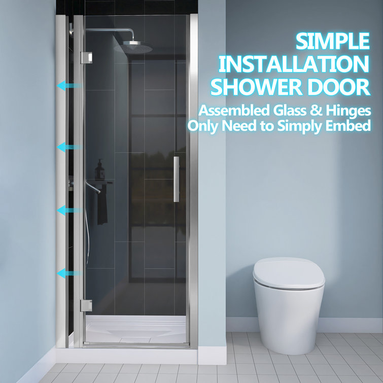 Matte Black Frameless Pivot Shower Door with Clear Glass