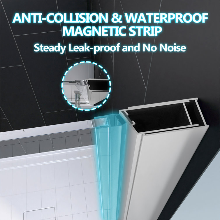 Matte Black Frameless Pivot Shower Door with Clear Glass