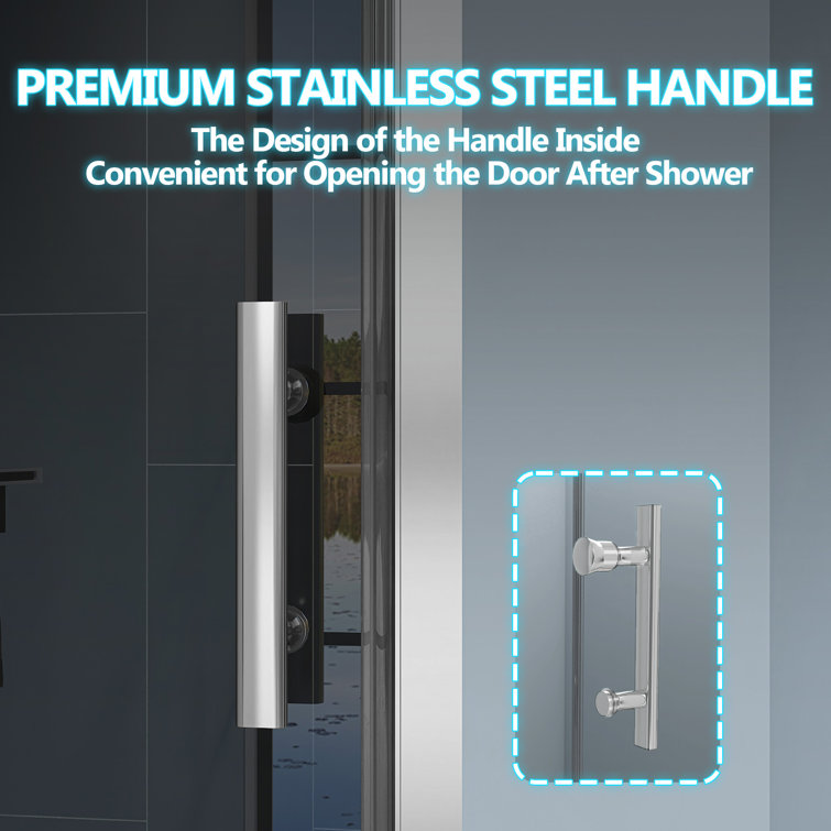 Matte Black Frameless Pivot Shower Door with Clear Glass