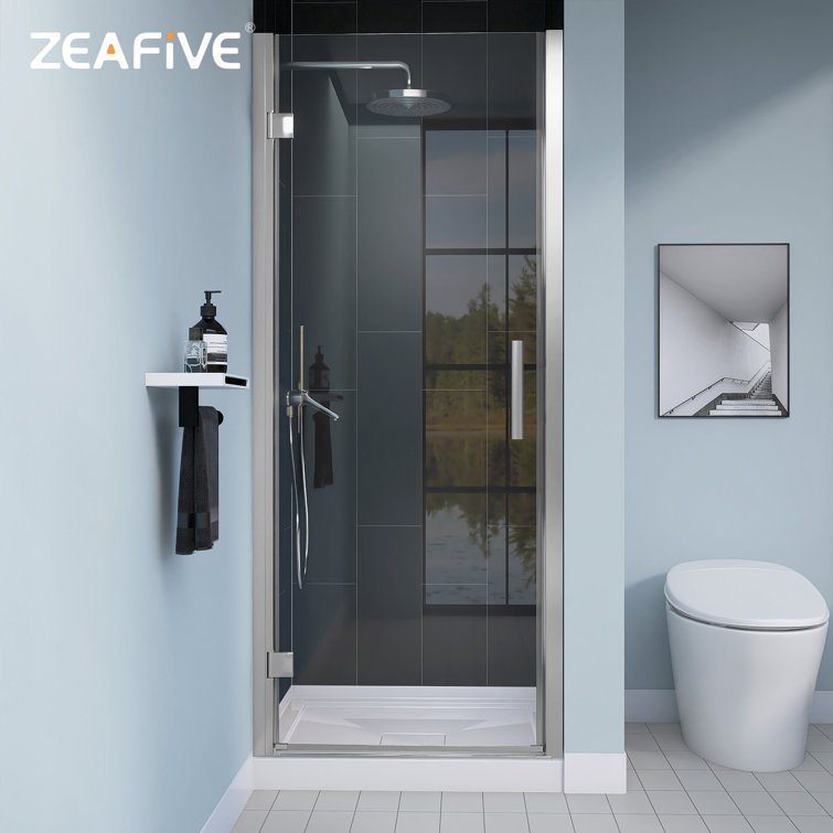 Matte Black Frameless Pivot Shower Door with Clear Glass