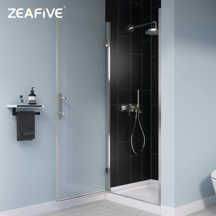 Matte Black Frameless Pivot Shower Door with Clear Glass