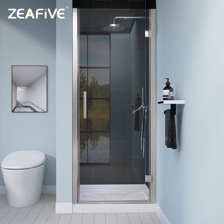 Chrome Frameless Pivot Shower Door with Clear Glass