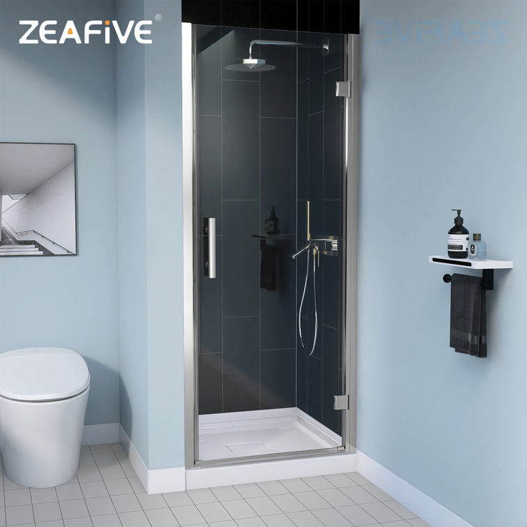 Chrome Frameless Pivot Shower Door with Clear Glass
