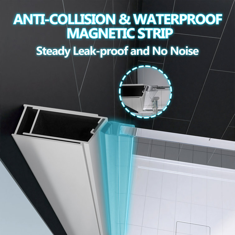 Chrome Frameless Pivot Shower Door with Clear Glass