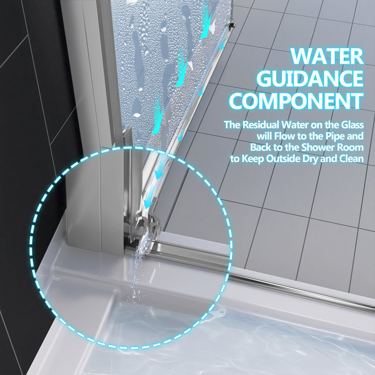 Chrome Frameless Pivot Shower Door with Clear Glass