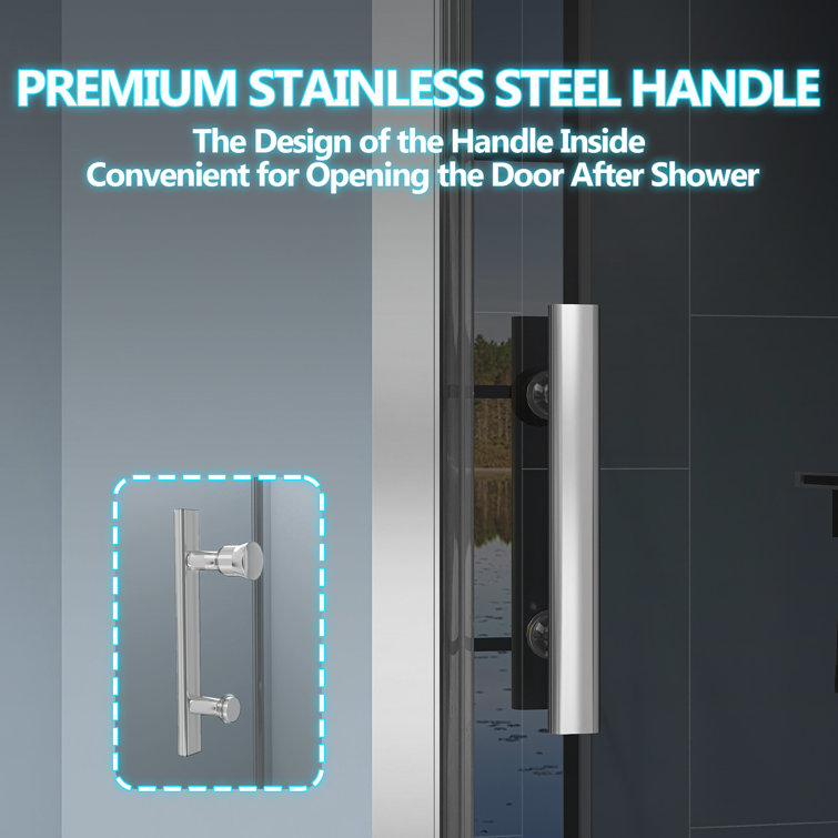 Chrome Frameless Pivot Shower Door with Clear Glass