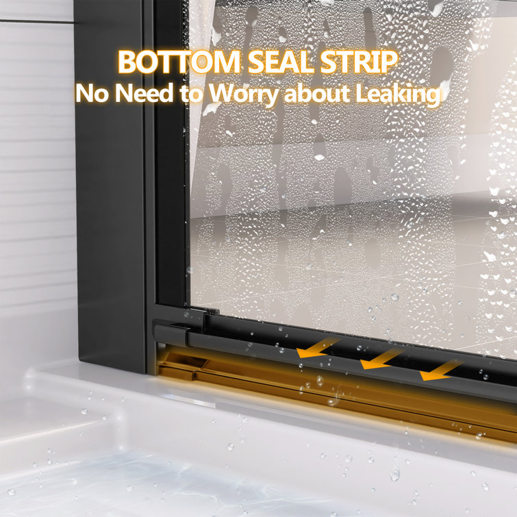 Matte Black Frameless Glass Pivot Shower Door, 36-37.25" W x 72" H