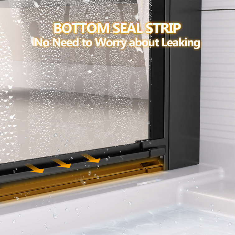 Matte Black Frameless Pivot Shower Door with Clear Tempered Glass