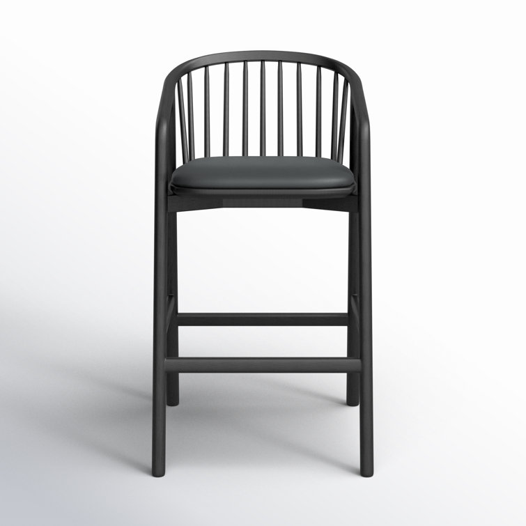 Markeith Black Oak and Faux Leather Counter Stool