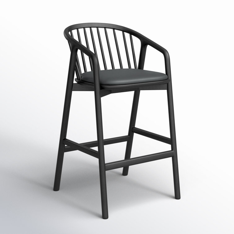 Markeith Black Oak and Faux Leather Counter Stool