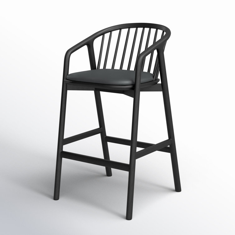 Markeith Black Oak and Faux Leather Counter Stool