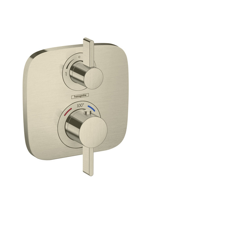 Brushed Nickel Wall-Mounted Thermostatic Shower Trim