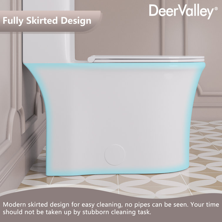 White Ceramic Elongated Dual Flush One-Piece Toilet