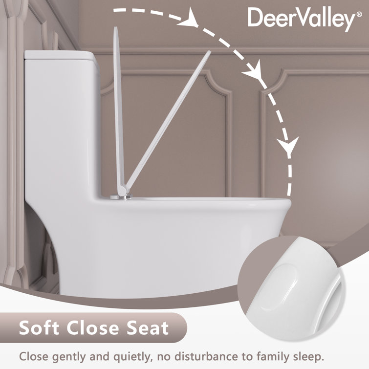 White Ceramic Elongated Dual Flush One-Piece Toilet
