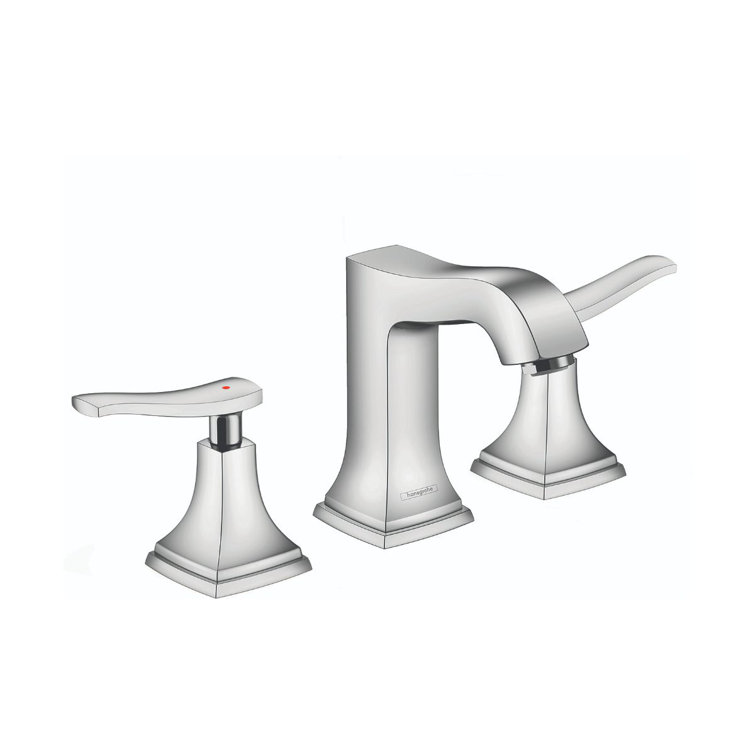 Polished Nickel Modern Widespread Bathroom Faucet with Brass Handles