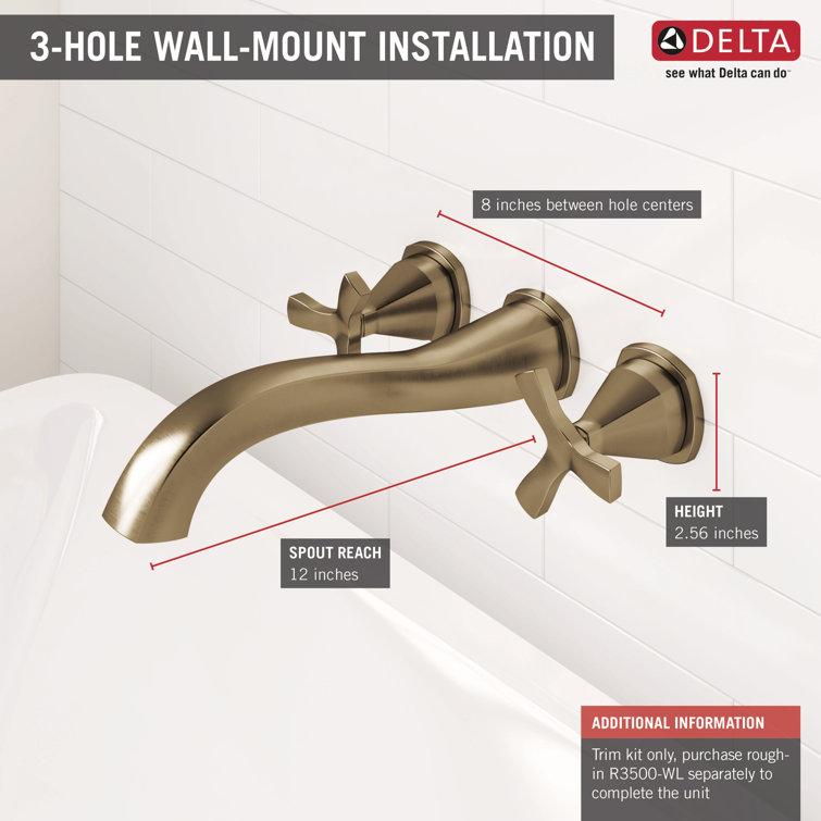 Ascend 8" Champagne Bronze Wall-Mounted Modern Tub Faucet