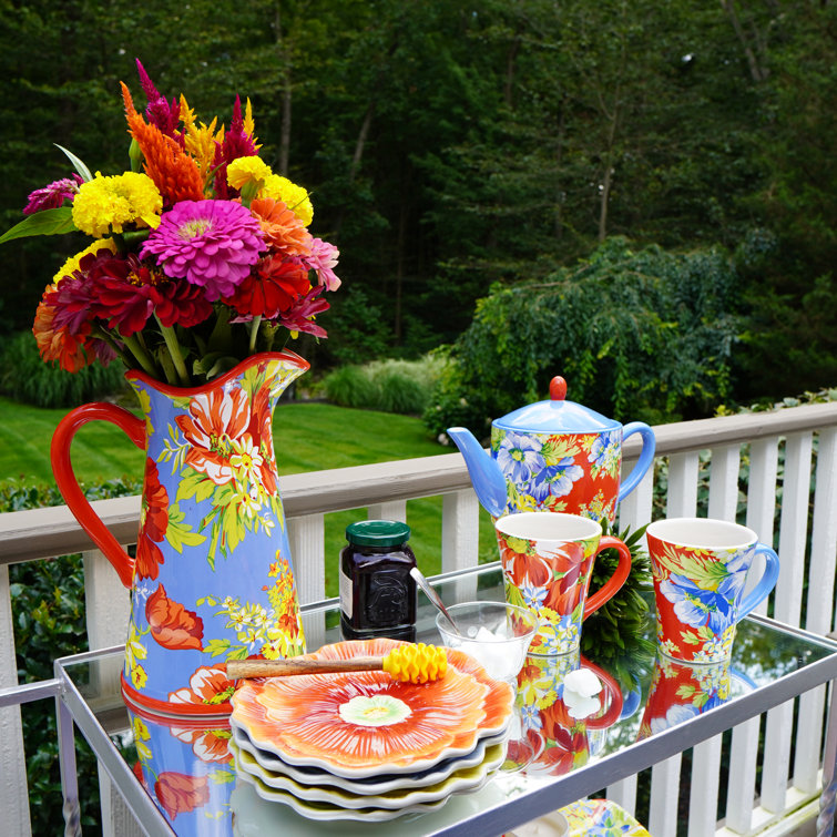 Spring Blossom Red and Blue Ceramic Mug Set