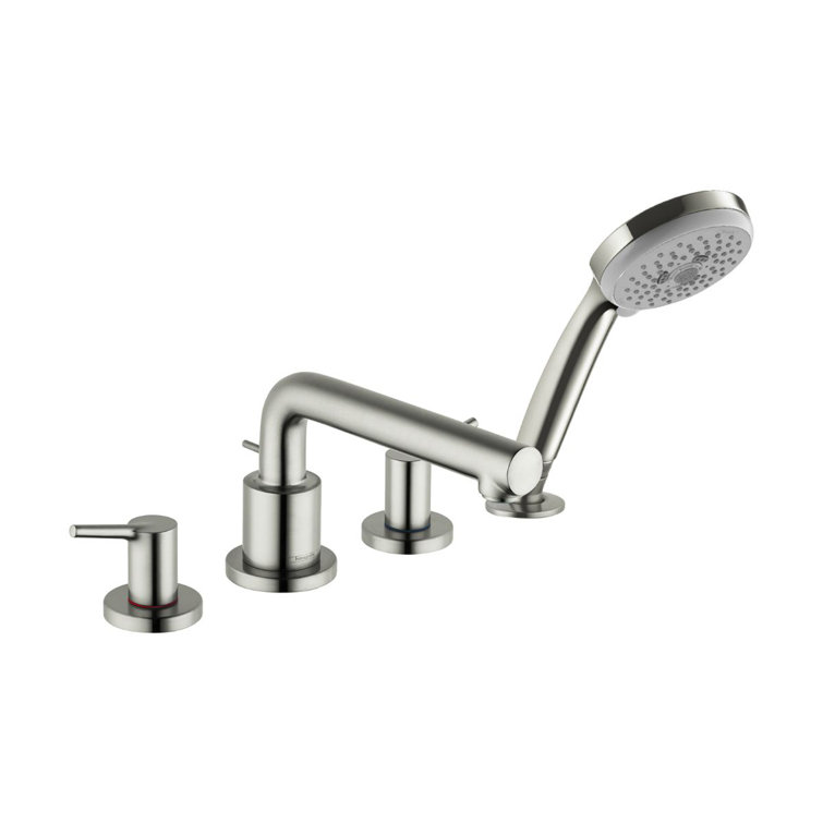Brushed Nickel Modern Deck Mounted Widespread Faucet