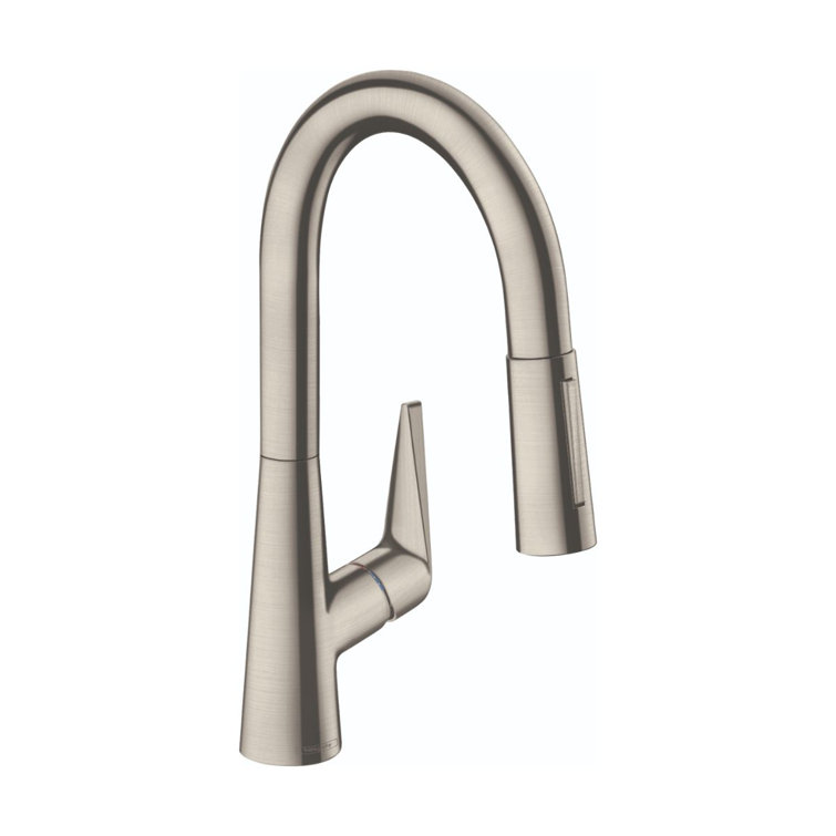 Steel Optik Modern Brass Pull-Out Spray Bar Faucet, 1.75 GPM