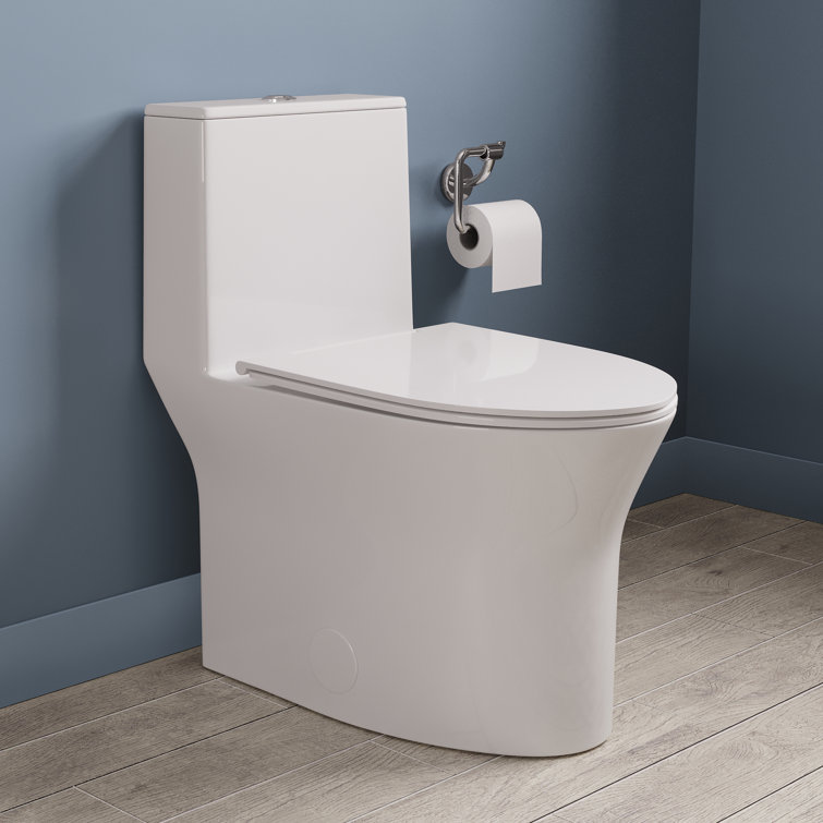 White Ceramic Elongated Dual Flush One-Piece Toilet