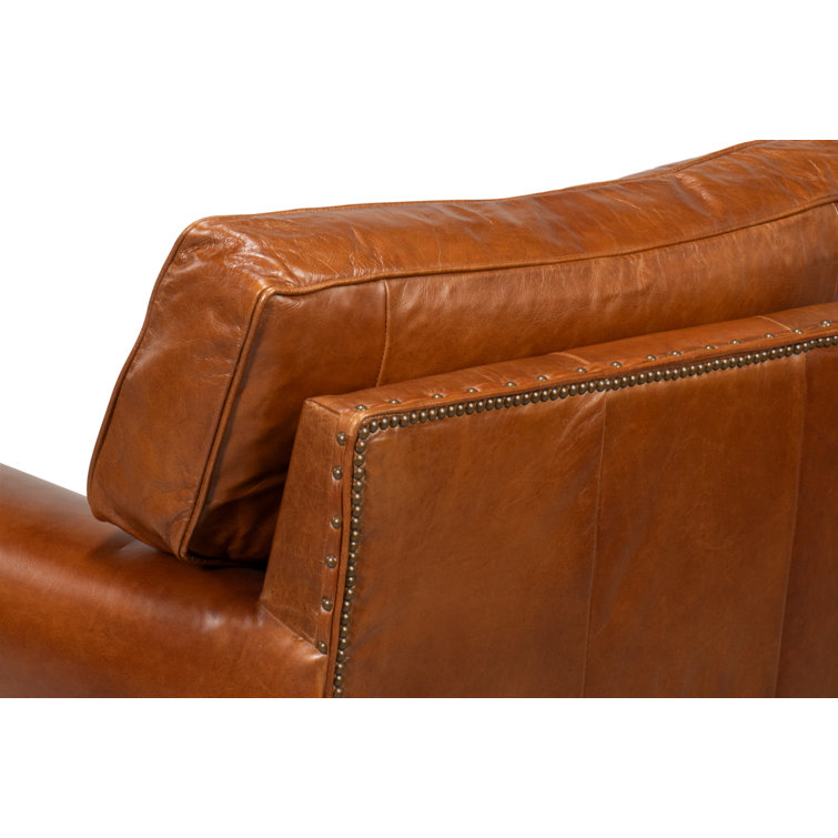 Papa's Brown Leather Traditional Arm Chair with Nailhead Trim