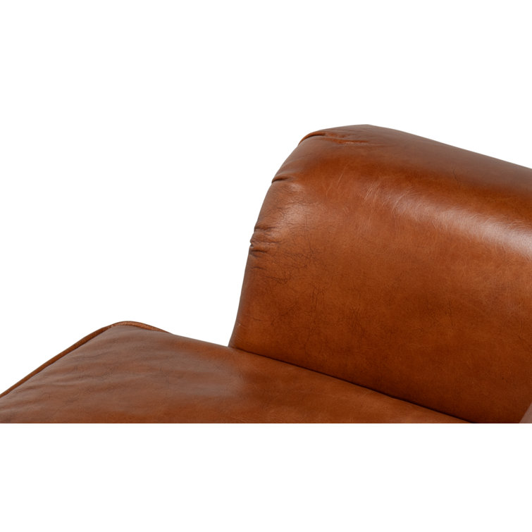 Papa's Brown Leather Traditional Arm Chair with Nailhead Trim