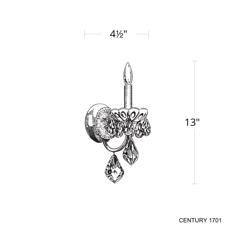 Elegant Polished Silver Direct-Wired Sconce with Clear Heritage Crystal