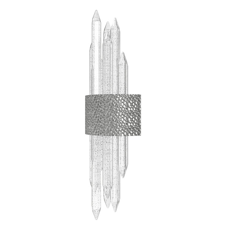 Hammered Polished Nickel Crystal Wall Sconce