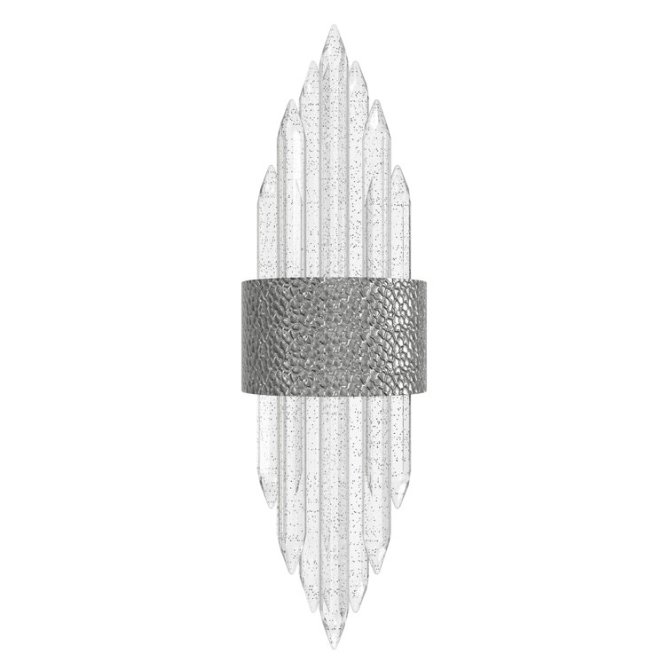 Hammered Polished Nickel Crystal Wall Sconce