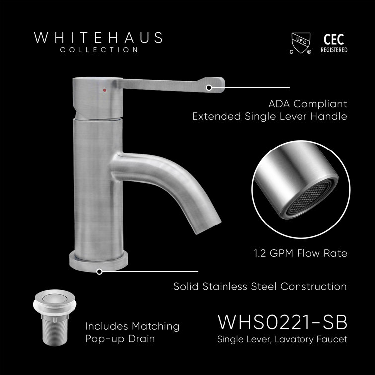 Eco-Friendly Brushed Stainless Steel Single Lever Bathroom Faucet
