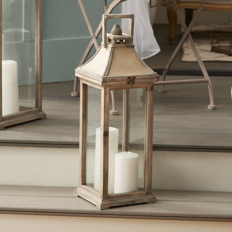 Tall Whitewood Hanging Garden Candle Lanterns, Set of 2