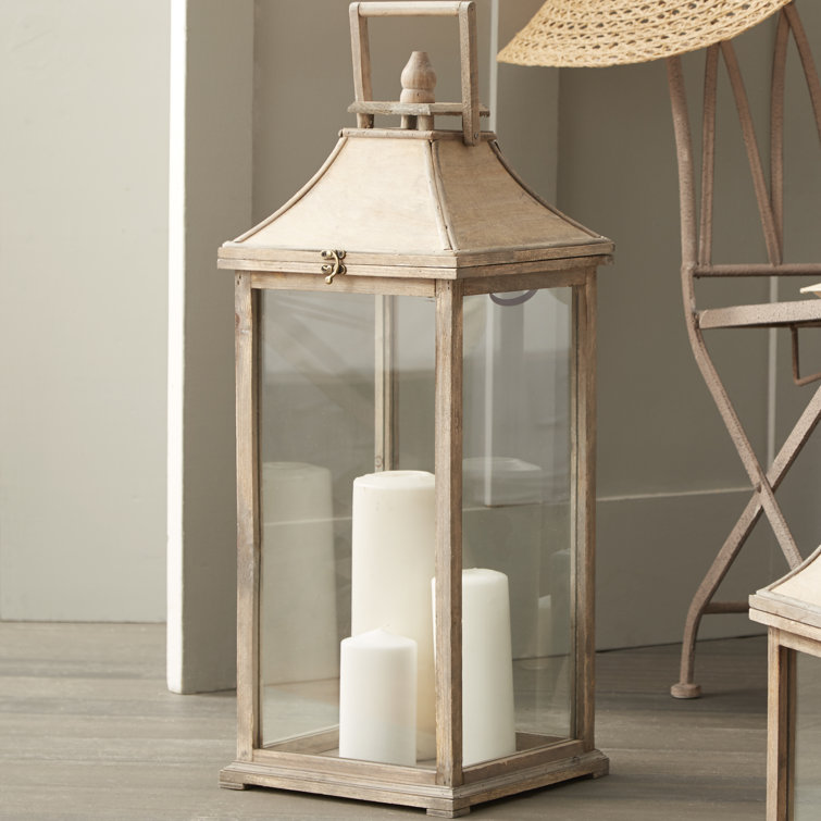 Tall Whitewood Hanging Garden Candle Lanterns, Set of 2