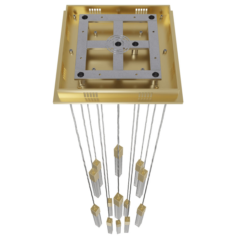 Brushed Brass 13-Light Glass LED Cluster Pendant