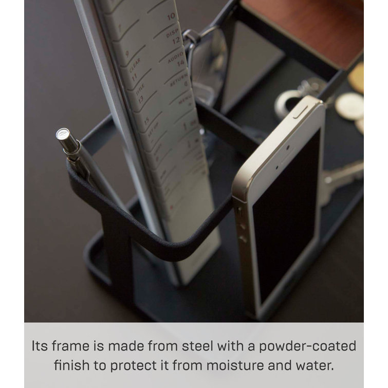 Tower Desk Organizer in Black Steel with Walnut Accent