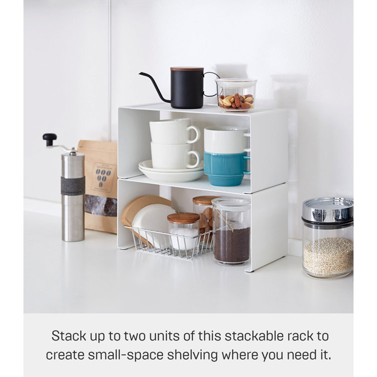 Elegant White Steel Stackable Kitchen Organizer Rack, 5.5" x 12"