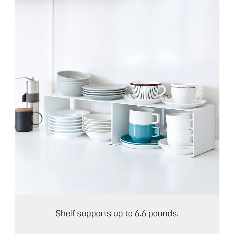 Elegant White Steel Stackable Kitchen Organizer Rack, 5.5" x 12"
