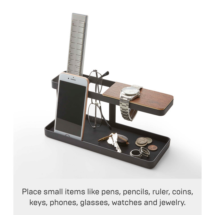 Tower Desk Organizer in Black Steel with Walnut Accent