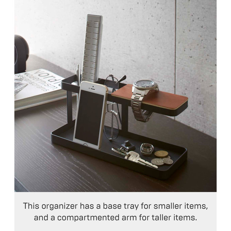 Tower Desk Organizer in Black Steel with Walnut Accent