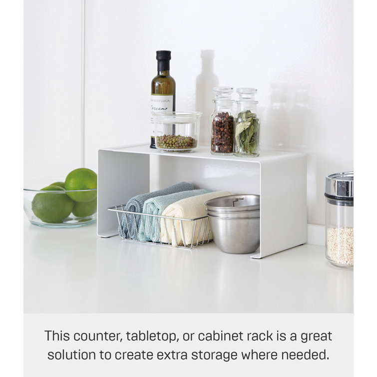 Elegant White Steel Stackable Kitchen Organizer Rack, 5.5" x 12"