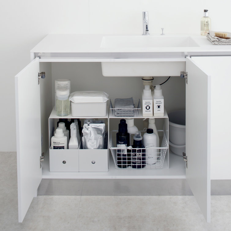 White Steel Under Cabinet Storage Organizer Set