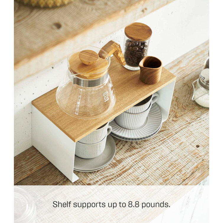 White Steel and Wood Stackable Countertop Organizer