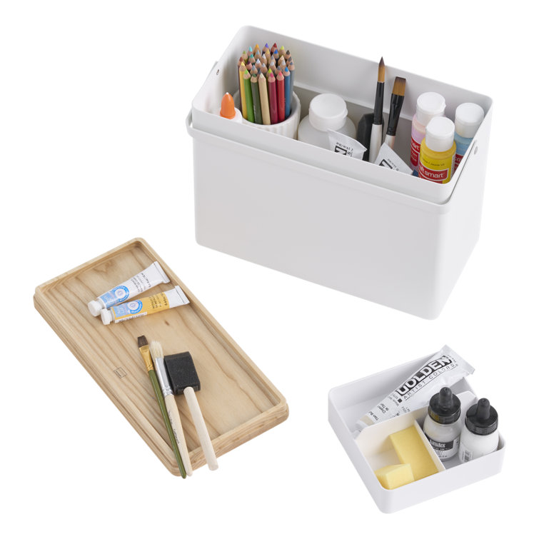 Compact White Wood and Steel Odds and Ends Organizer