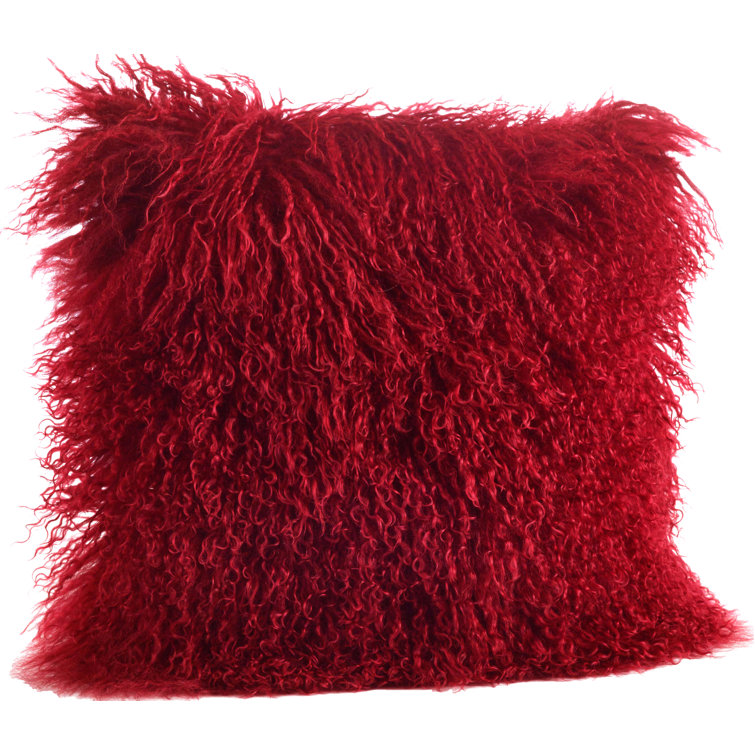 Luxurious Red Wool Square Throw Pillow Set