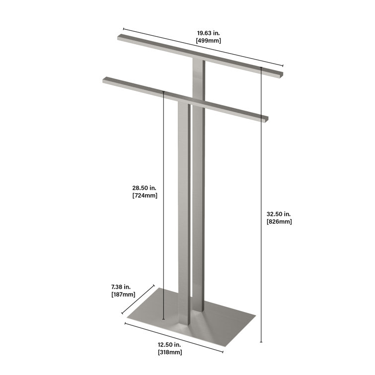 Satin Nickel Double T-Shape Floor Towel Holder