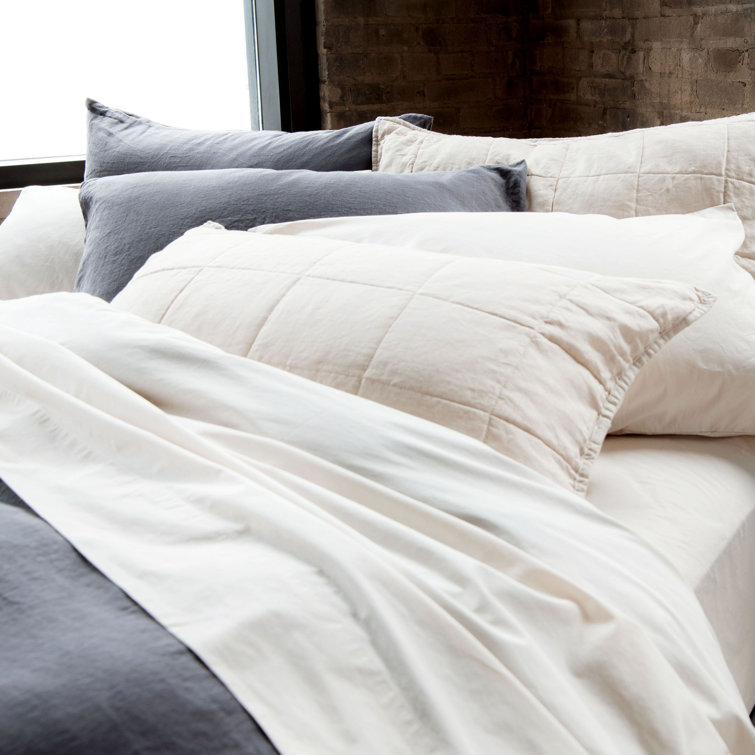 Putty Heather Quilted Cotton and Linen Standard Sham Set