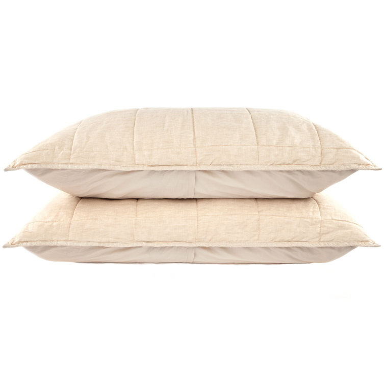 Putty Heather Quilted Cotton and Linen Standard Sham Set