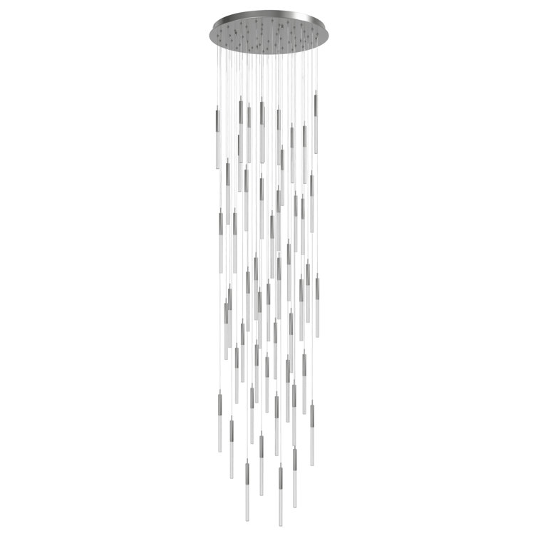 Boa 51-Light Polished Nickel Cluster Pendant with Hobnail Glass