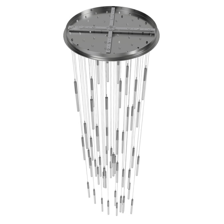 Boa 51-Light Polished Nickel Cluster Pendant with Hobnail Glass
