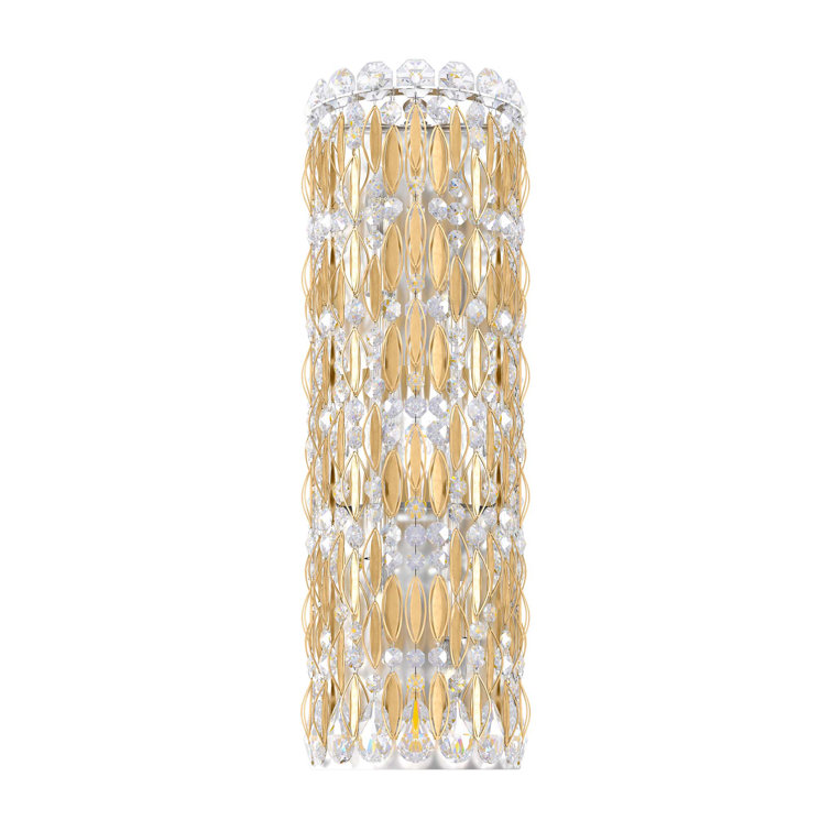 Heirloom Gold Sarella 4-Light Vanity Cylinder Sconce with Clear Crystals