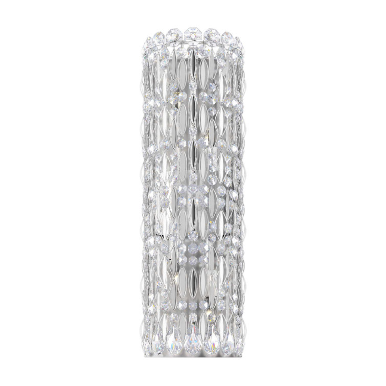 Elegant 4-Light Dimmable Stainless Steel Cylinder Sconce with Clear Crystals